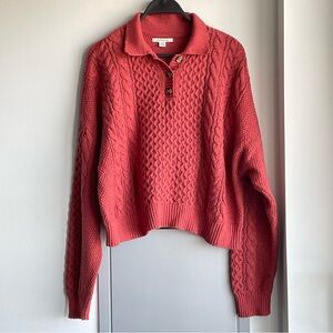 AMERICAN EAGLE Rust Orange Cable Knit Sweater